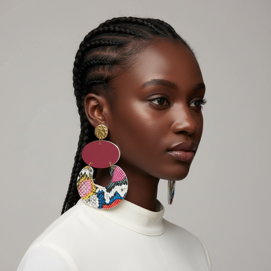 Pink Snakeskin Print Long Earrings: Fuchsia Dangle Statement Earrings