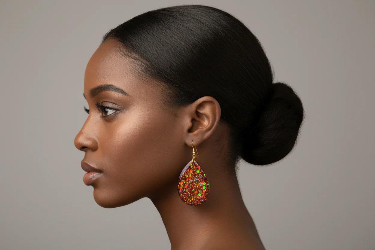 Burgundy Resin Teardrop Earrings: Maroon Spring Wedding Jewelry