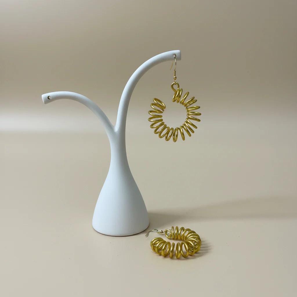 Chunky Gold Spiral Hoop Earrings – Handmade Boho Statement Hoops