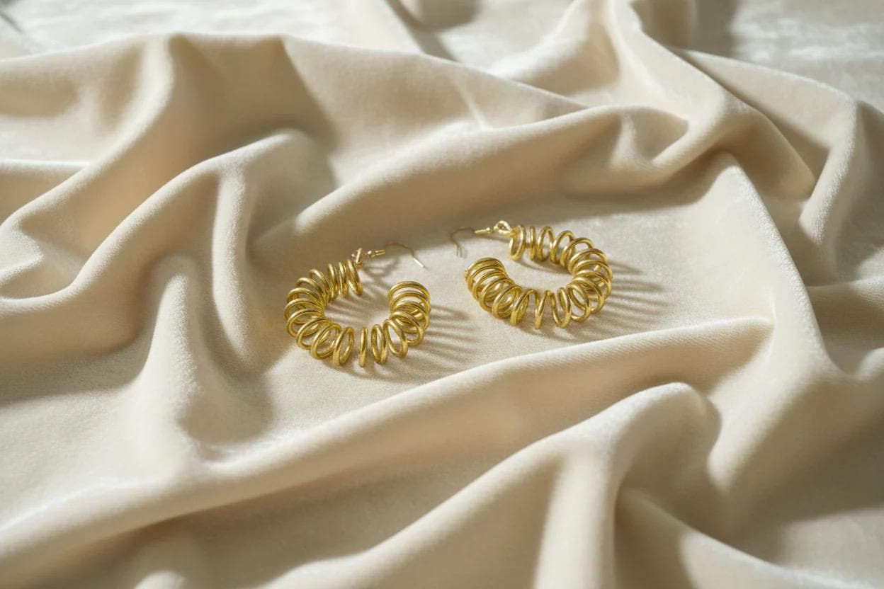Chunky Gold Spiral Hoop Earrings – Handmade Wire Wrapped Statement Hoops