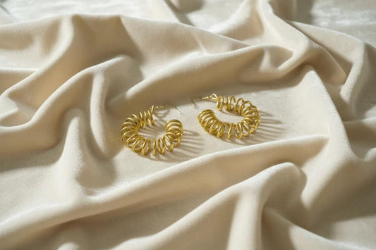 Chunky Gold Spiral Hoop Earrings – Handmade Boho Statement Hoops