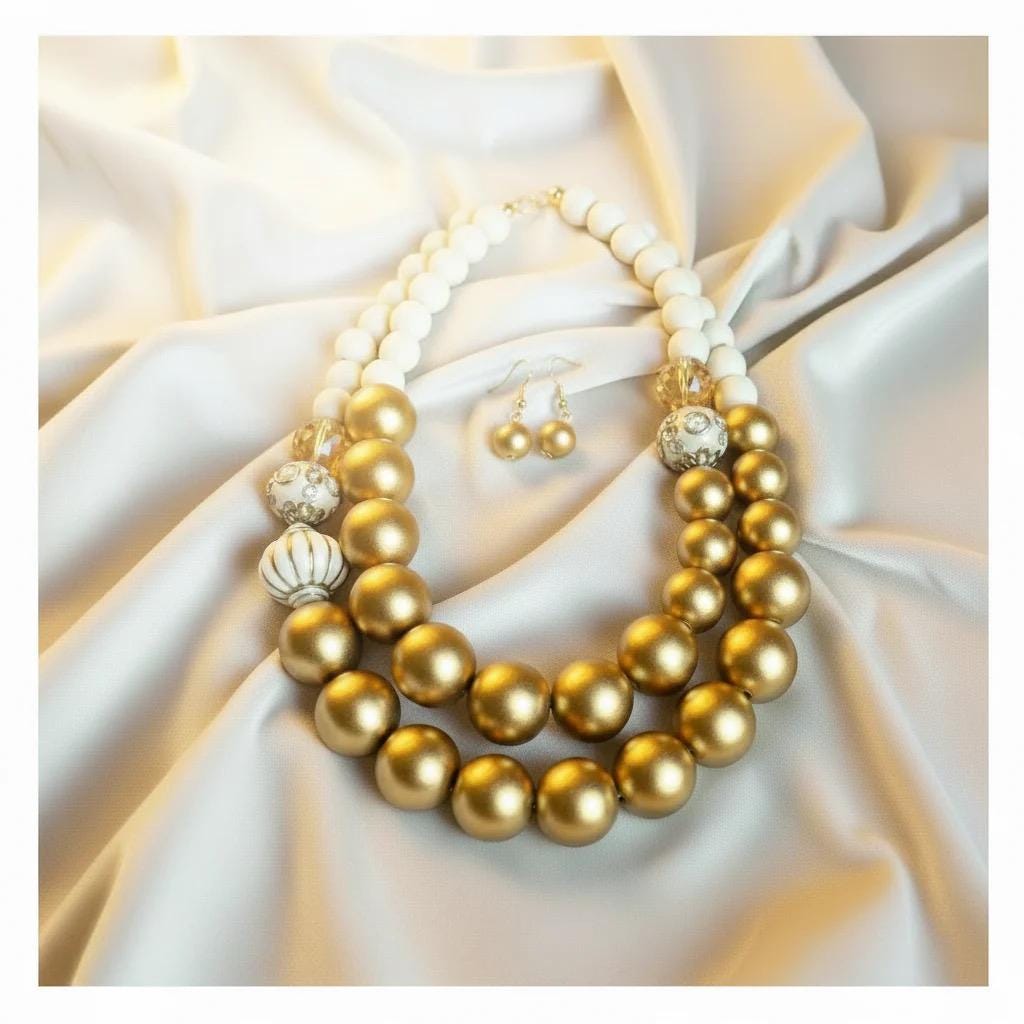 PREORDER Bold Gold Statement Necklace Set with Matching Earrings: Luxury Fashion Jewelry Gift