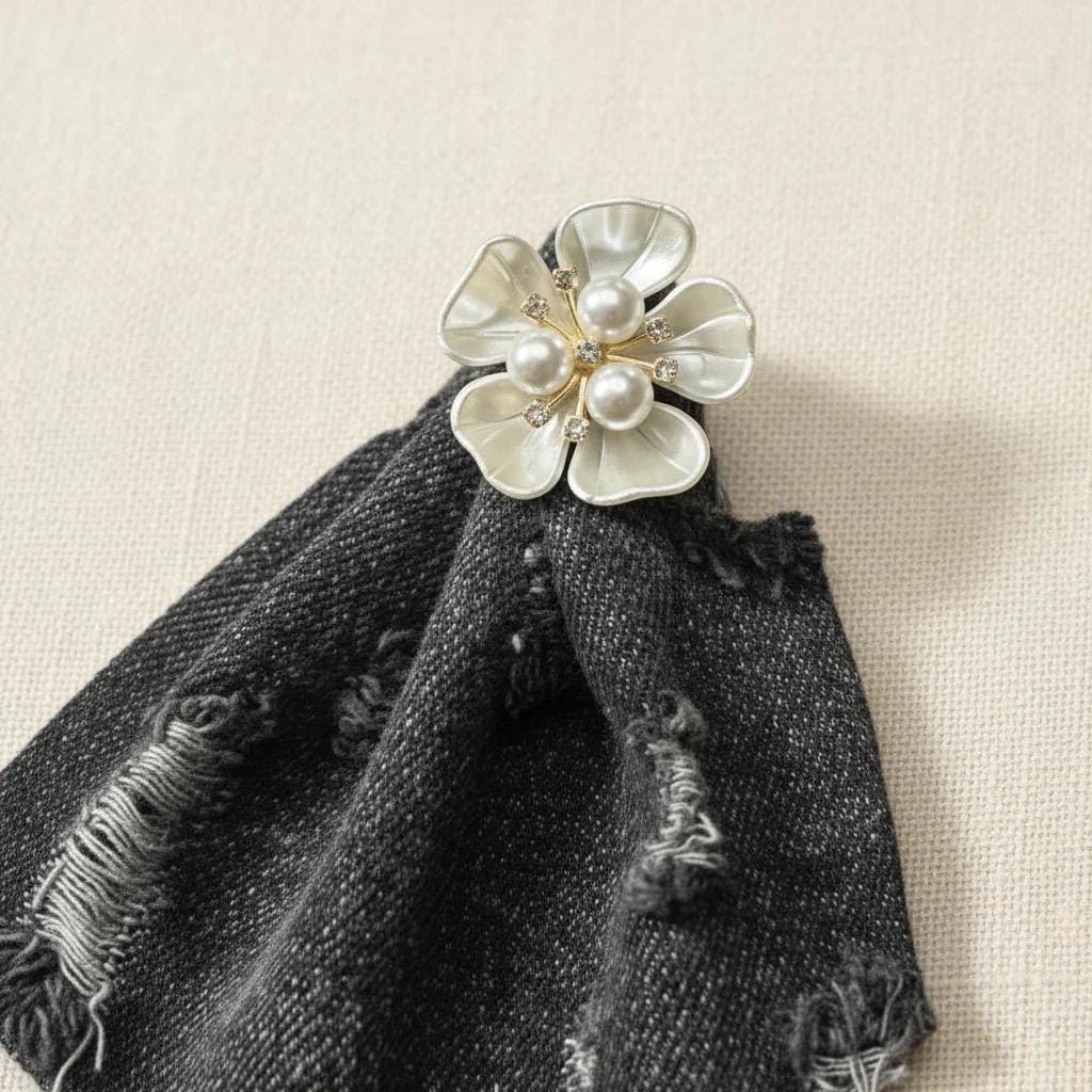 Denim Fringe Flower Statement Earrings | Handmade Boho Luxe Dangles