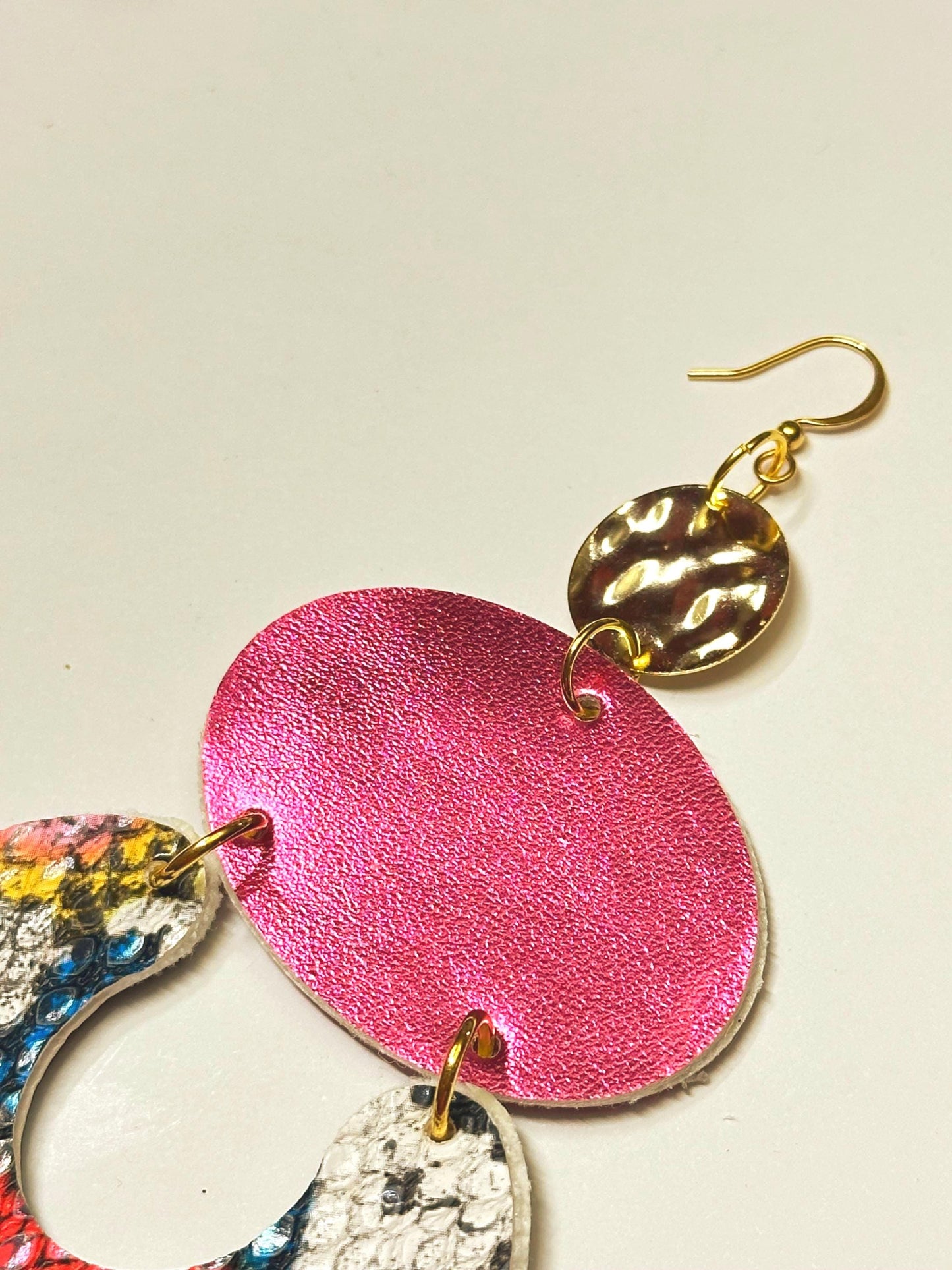 Pink Snakeskin Print Long Earrings: Fuchsia Dangle Statement Earrings