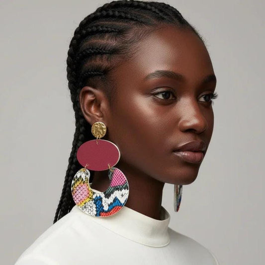 Pink Snakeskin Print Long Earrings: Fuchsia Dangle Statement Earrings