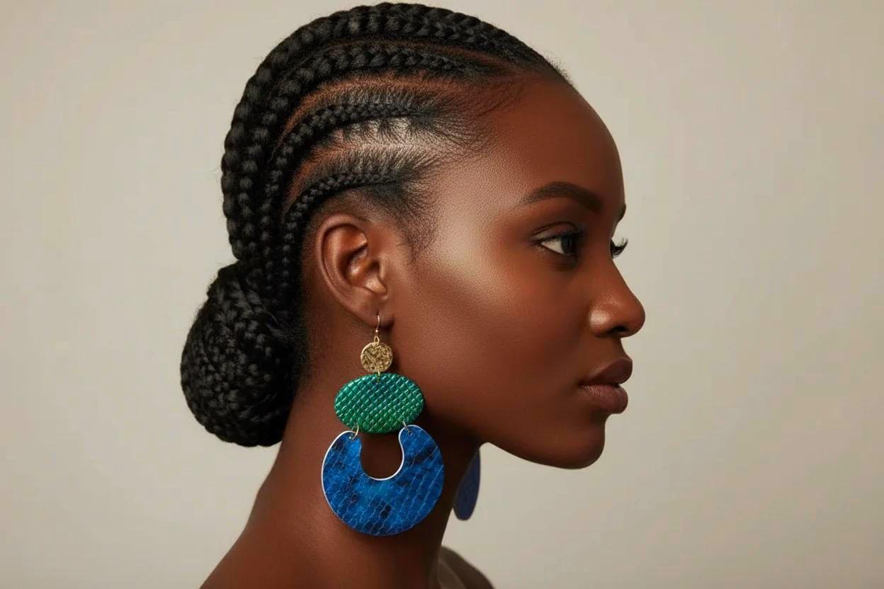 Blue Green Snakeskin Print Earrings: Long Dangle Statement Earrings